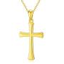 Solid Real 14K Gold Cross Necklace, Delicate Gold Italian Cross Pendant Necklace Religious Faith Jewelry for Women, Girls, 18 inch