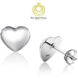 Big Apple Hoops - High Polished Sterling Silver Stylish Hollow Puffed Heart Shaped Stud Earrings Made from Solid 925 Sterling Silver in Rose Gold Polish Fashion Gift for Men, Teens, Women