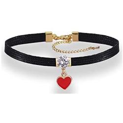 Konpicca Black Leather Punk Choker Premium Black Vegan Leather Choker and Collar Necklace with Elegant Pendant