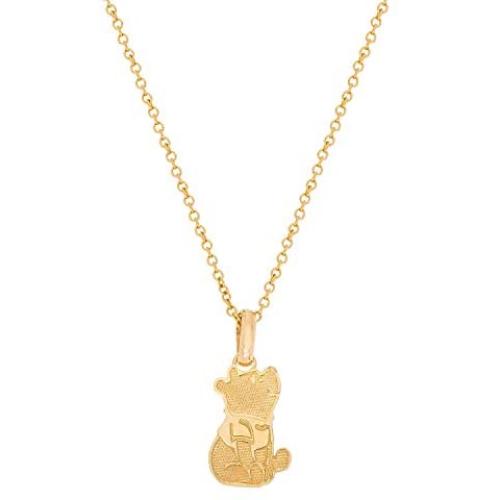 Disney Winnie the Pooh 14KT Yellow Gold Pendant Necklace, 18” Chain; Jewelry for Women