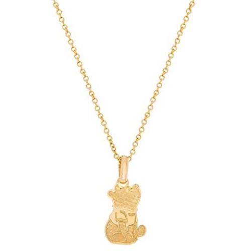 Disney Winnie the Pooh 14KT Yellow Gold Pendant Necklace, 18” Chain; Jewelry for Women