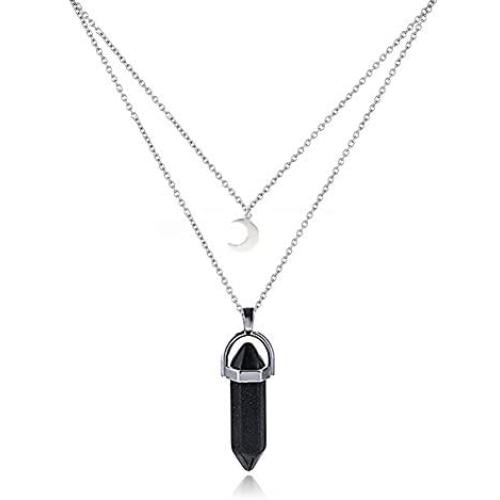 Natural Stone MultiLayer Moon Choker Necklace Pendant Fashion Jewelry For Women Girls Natural Stone MultiLayer Moon Choker Necklace Pendant Fashion Jewelry For Women Girls