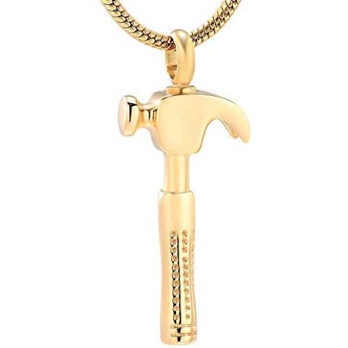 Unisex Cremation Jewelry for Ashes Stainless Steel Hammer Cremation Pendant Locket Keepsake Urn Ashes Memorial Jewelry