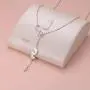 DAOSHANG 925 Sterling Silver Infinity Baby Feet Lariat Necklace for Women New Mom Necklace Soon to be Mom Gifts