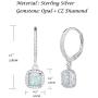 October Birthstone Sterling Silver Created White Opal Necklace/Earrings Halo Pendant Stud Leverback Dangle Cubic Zirconia CZ Fire Opal Fine Jewelry for Women