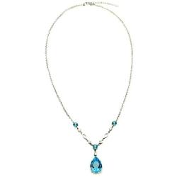 RB Gems Sterling Silver 925 Necklace Genuine Gemstone Pear 18X13 mm, Rhodium-Plated Finish
