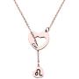 ENSIANTH Rose Gold Zodiac Signs Heart Necklace Stainless Steel Lariat Y Necklace Best Birthday Gift