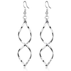 Lucky 8 Spiral Earrings Curve Twist Earrings Wave Helix Dangle Drop Earrings for Women Girls Dainty Jewelry