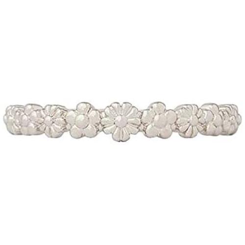 Pura Vida Silver-Plated Floral Stackable Ring - Sterling Silver Band, Sizes 5-9