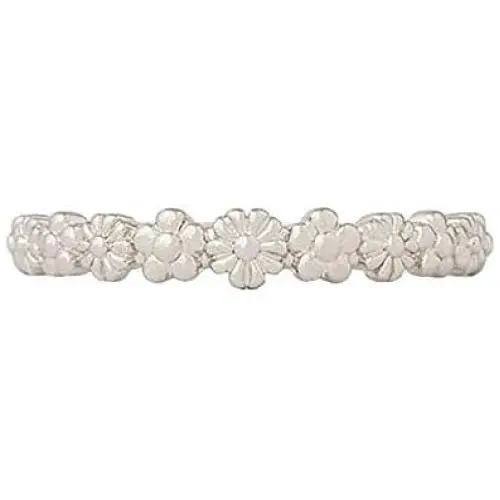 Pura Vida Silver-Plated Floral Stackable Ring - Sterling Silver Band, Sizes 5-9