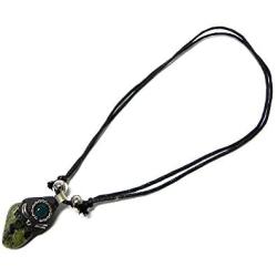 Mia Jewel Shop Tumbled Healing Gemstone Pendant Round Chrysocolla Stone Adjustable Necklace