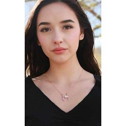 GEMMANCE Flower Initial Necklace Amethyst Pink Ruby Red Opal Blue Simulated Pearl Pendant Name Jewelry Made with Swarovski Crystals Rose Gold Plated Anniversary Birthday Gifts for Women Girl,18''+2''