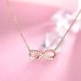 FANCIME 14K Solid Yellow Gold Small Cute Infinity Diamond Pendant Friendship Necklace Fine Dainty Jewelry For Women, 16'' + 2'' Extender (0.072cttw, I-J Color, SI2 Clarity)