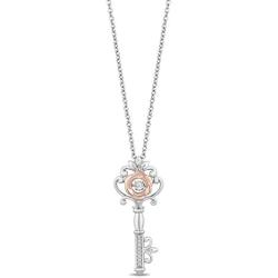 Jewelili Enchanted Disney Fine Jewelry 14K Rose Gold Over Sterling Silver Diamond Accent Belle Key Diamond.