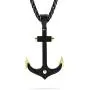 BUVE Black Nautical Anchor Necklace Pendant With Gold Tips Made From 316L Stainless Steel With 26 Inch Rolo Chain BUVE Black Nautical Anchor Necklace Pendant With Gold Tips Made From 316L Stainless Steel With 26 Inch Rolo Chain