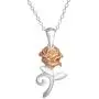 Disney Beauty and the Beast, Sterling Silver Rose Pendant Necklace, 18'' Chain Disney Beauty and the Beast, Sterling Silver Rose Pendant Necklace, 18'' Chain