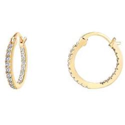PAVOI 14K Gold Plated 925 Sterling Silver Post Cubic Zirconia Hoop Earrings 30/15mm