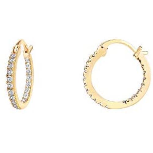 PAVOI 14K Gold Plated 925 Sterling Silver Post Cubic Zirconia Hoop Earrings 30/15mm