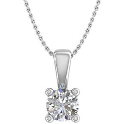 1/5 Carat 4-Prong Set Diamond Solitaire Pendant Necklace in 14K Gold (Included Silver Chain)