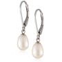 1 Pair Sterling Silver Leverback Dangle Pearl Earrings AAA Freshwater Cultured 8mm Teardrop Jewelry for Women Girls Gifts PE3-1