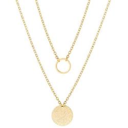 Aobei Pearl Circle Disk Necklace 18K Gold Chain Choker Layered Karma Full Moon Dainty Minimalist Jewelry for Women
