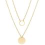 Aobei Pearl Circle Disk Necklace 18K Gold Chain Choker Layered Karma Full Moon Dainty Minimalist Jewelry for Women