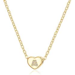 Harlermoon Heart Initial Necklace Letter A to Z 26 Alphabet Pendant Necklace 14K Gold Filled Handmade Dainty Choker Jewelry for Women Girls