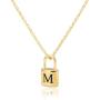 CLAMOON Gold Initial Necklace Lock Necklace 14k Gold Filled Dainty Padlock Necklace Letter Necklaces for Women Personalized Jewelry Gifts