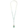 RIAH FASHION Bohemian Pendant Long Beaded Statement Necklace - Sparkly Crystal, Natural Stone Quartz Charm, Boho Wood Bead Long Chain Wrap Y Lariat