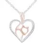 0.1 Cttw Round Natural Diamond Two Tone Open Heart Cat Pendant in 14K Gold Over Sterling Silver 0.1 Cttw Round Natural Diamond Two Tone Open Heart Cat Pendant in 14K Gold Over Sterling Silver