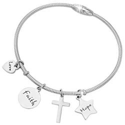 Tstars Christian Bracelet for Women - Love Faith Hope - Cross Inspirational Faith Religious Pendants Bracelet Jewelry Gifts for Her