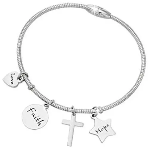 Tstars Christian Bracelet for Women - Love Faith Hope - Cross Inspirational Faith Religious Pendants Bracelet Jewelry Gifts for Her Tstars Christian Bracelet for Women - Love Faith Hope - Cross Inspirational Faith Religious Pendants Bracelet Jewelry Gifts for Her