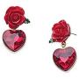 18K Gold Plated Heart-shaped Crystal Rose Charm Dangle Drop Earrings For Women Girls Retro fashion Jewelry