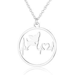 Eiffy Cartoon Chihuahua ECG Heartbeat Puppy Dog Earrings Pendant Necklace Pet Animal Hypoallergenic Jewelry for Women