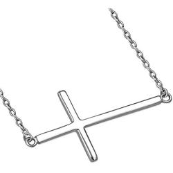 925 Sterling Silver Sideways Cross Necklace for Women - Small Dainty Side Ways Cross Faith Necklace in Silver, Yellow Gold & Rose Gold - Womens Jewelry Gift for Birthday, Christmas and Mothers Day