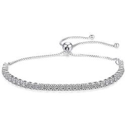 LE YI Silver Bracelets for Women Cubic Zirconia Classic Tennis Bracelet Adjustable Jewelry Gift for Best Friend Bracelets