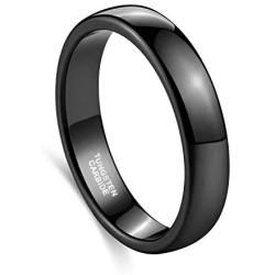 TRUMIUM 2mm 4mm 6mm 8mm Black Tungsten Ring for Men Women Wedding Band Domed High Polish Comfort Fit 4-15
