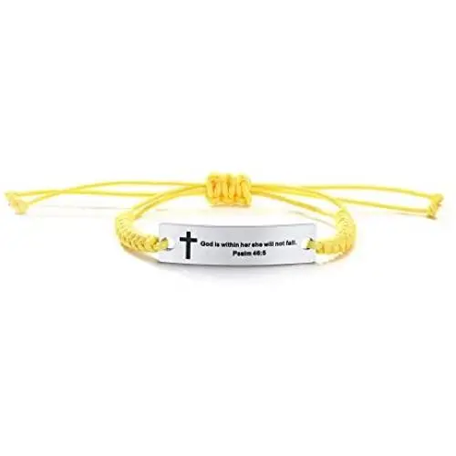 Unisex Religous Scripture Quote Faith Christian Bible Verse Adjustable Cord Stainless Steel Inspirational ID Bracelets for Men Women Unisex Religous Scripture Quote Faith Christian Bible Verse Adjustable Cord Stainless Steel Inspirational ID Bracelets for Men Women