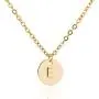 Initial Pendant Necklace, 14K Gold Filled Dainty Round Disc Double Side Engraved Hammered Initial Necklace Personalized Letter Pendant Initial Necklaces Jewelry Gifts for Women Girls