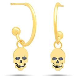 Nicole Miller Fine Jewelry Whimsical Collection 14k Yellow Gold Skull Earrings