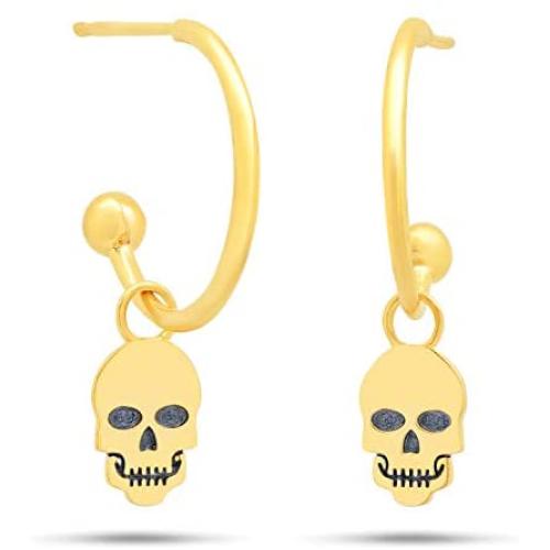 Nicole Miller Fine Jewelry Whimsical Collection 14k Yellow Gold Skull Earrings