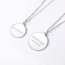 Custom Initial Disc Necklace 925 Sterling Silver Minimalist Personalized Circle/Heart Dog Tags Pendant Text Engravable with Name/Date/Locations
