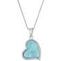 Sterling Silver Natural Larimar Heart Pendant with 18'' Chain
