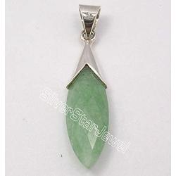 SilverStarJewel Aventurine tcw 10.9 Pendant 1.8'' 925 Pure Silver Gems Jewelry