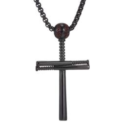 Cross Necklace by Pendant Men Sports Stainless Steel Necklace and Baseball Cross Necklaces Boys Gift