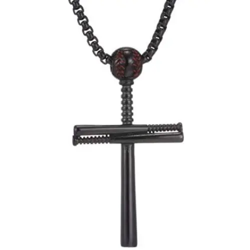 Cross Necklace by Pendant Men Sports Stainless Steel Necklace and Baseball Cross Necklaces Boys Gift Cross Necklace by Pendant Men Sports Stainless Steel Necklace and Baseball Cross Necklaces Boys Gift