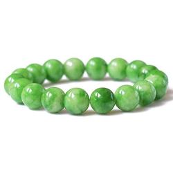 HSUMING Natural Stone Jade Bead Stretch Bracelet for Women Girls Men - Unisex Good Luck Gemstone Jewelry Chakra Bracelet