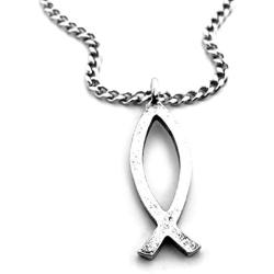 FORGIVEN JEWELRY Jesus Fish Large Ichthus Chain Necklace
