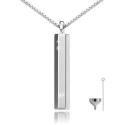 oGoodsunj Urn Pendant Collection Cremation Jewelry for Ashes Keepsake Minimalist bar with Necklace Chain in 925 Sterling Silver with Cubic Zirconia