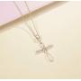 FANCIME 14K Gold Plated Sterling Silver Celtic Knot Cross Crucifix Infinity Pendant Necklace for Women Girls,16+2''